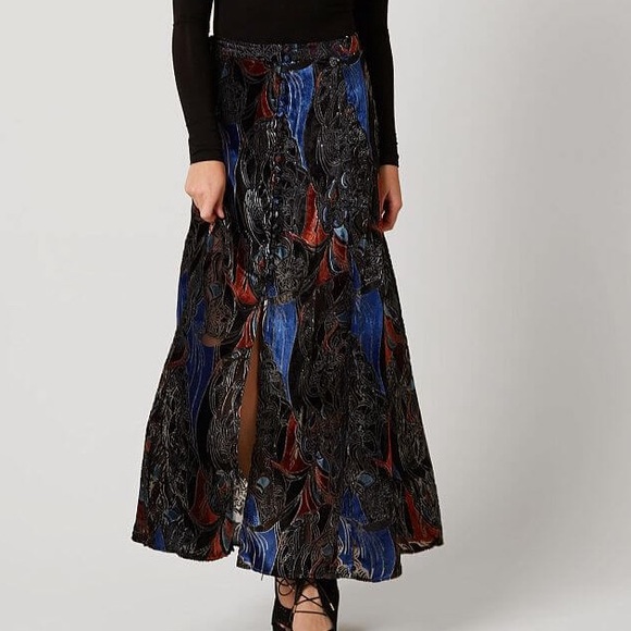 Free People Burnout Velvet Love So Right Maxi Button Skirt - Picture 4 of 9